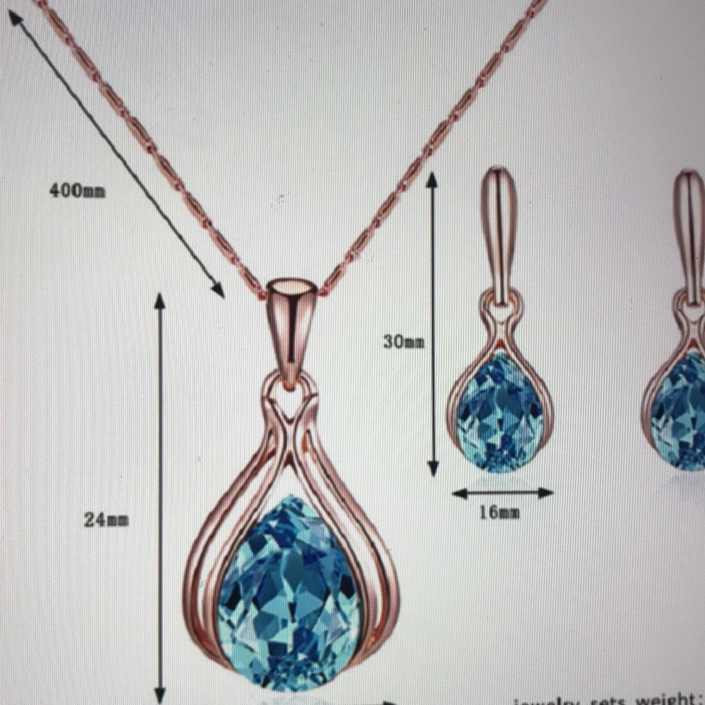 Rose Gold necklace and  earring set turquoise🌺 - Picture 4 of 5